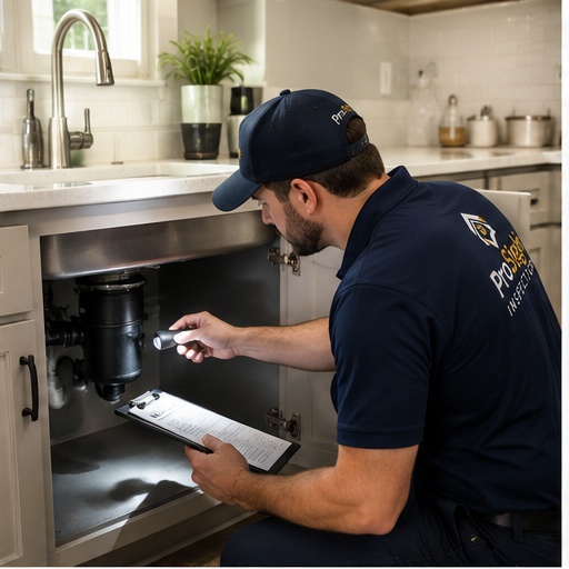 ProSight inspector checking under-sink plumbing