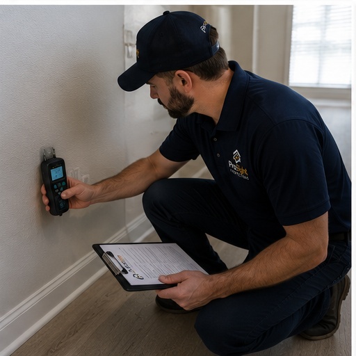 ProSight inspector using moisture meter on interior wall